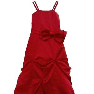 Girls Red Formal Dress 25.5" Chest 28" Waist Sleeveless Bow Poofy Pageant Gown